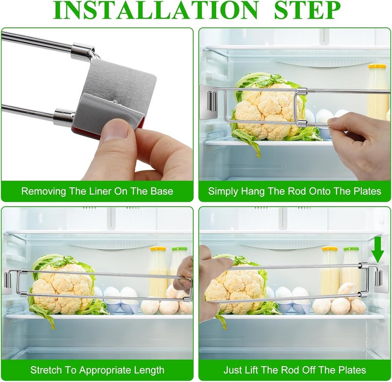 Yaocom 4 Pcs Rv Refrigerator Bars 12.44"-22.63" Adjustable Stainless Steel RV Fridge Tension Rods Refrigerator Accessories Extendable Food and Drink Stabilizers Prevent Messy Spills During Travel - Image 4